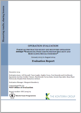 Pakistan PRRO 200250 Enhancing Food and Nutrition Security and Rebuilding Social  Cohesion: An Operation Evaluation
