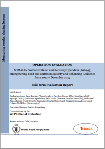 Somalia PRRO 200443 Strengthening food and nutrition security and enhancing resilience: An Operation Evaluation