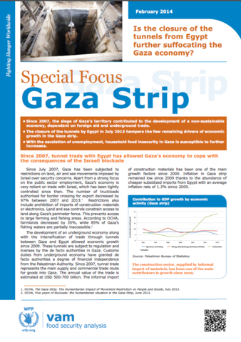 Special Focus - Gaza Strip: Is the closure of the tunnels from Egypt further suffocating the Gaza economy? February 2014