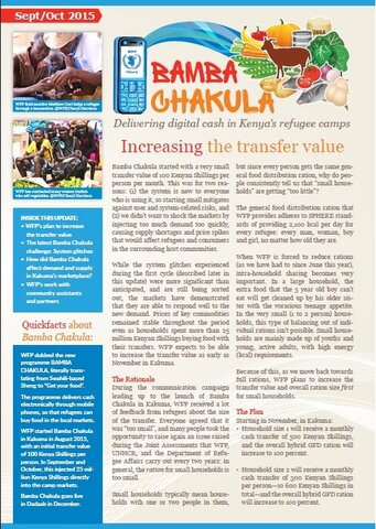 Bamba Chakula - Increasing the transfer value (Sept-Oct 2015)