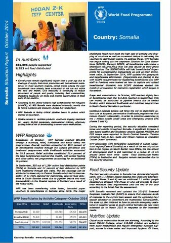 WFP Somalia Situation Report, October 2014