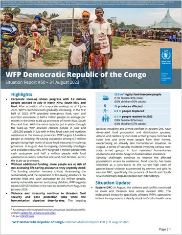 Situation report for Democratic Republic of Congo