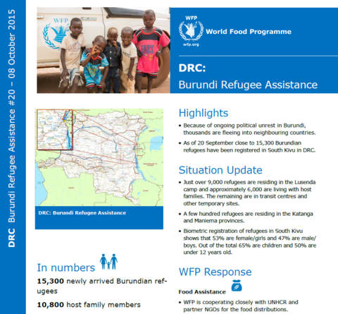 WFP DRC Burundi Refugee Assistance Situation Report #20, 08 October 2015