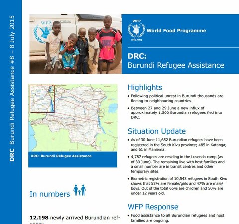 WFP DRC Burundi Refugee Assistance Situation Report #08, 08 July 2015