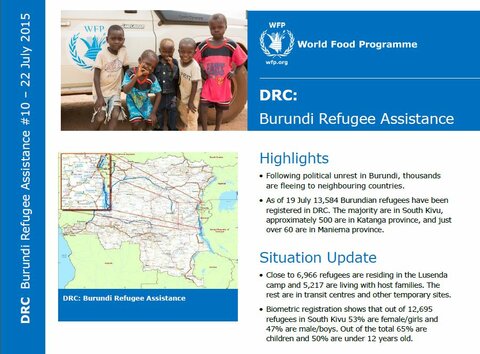 WFP DRC Burundi Refugee Assistance Situation Report #10, 22 July 2015