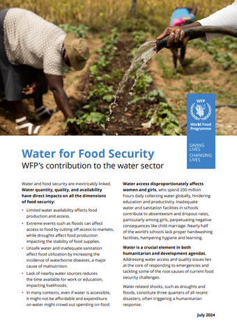 WFP's Contribution to the Water Sector | World Food Programme