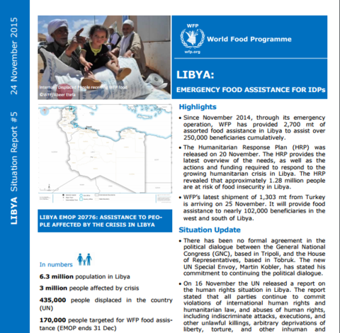 WFP Libya Emergency Situation Report #13, 08 June 2017