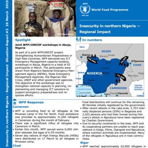 WFP Insecurity in northern Nigeria - Regional Impact Situation Report #3, 26 March 2015
