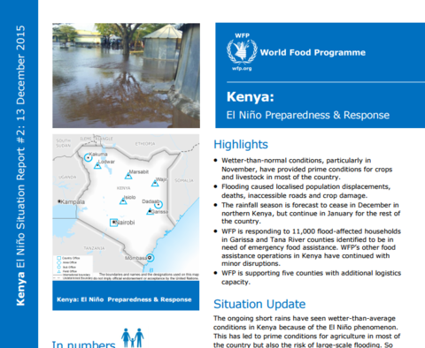 WFP Kenya El Niño Situation Report #2, 13 December 2015