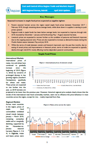 East and Central Africa Region Trade and Markets Report, 2018