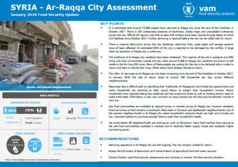 Syrian Arab Republic - Ar-Raqqa City Assessment, January 2018