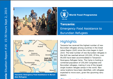 WFP Tanzania Burundian Refugees Situation Report #16, 02 September 2015