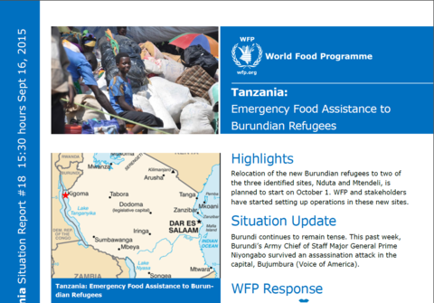 WFP Tanzania Burundian Refugees Situation Report #18, 16 September 2015