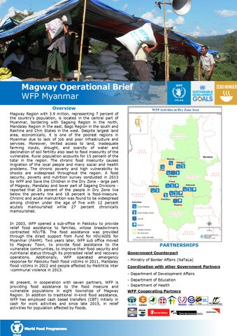 WFP Myanmar: Magway Operational Brief