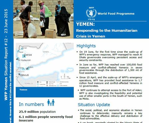 WFP Yemen Situation Report #12, 23 June 2015