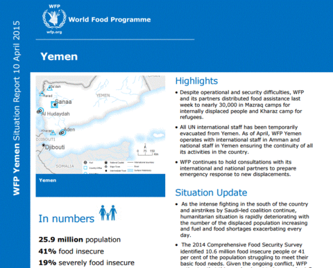 WFP Yemen External Situation Report, 10 April 2015