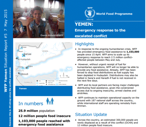 WFP Yemen Situation Report #5, 07 May 2015