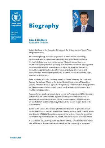 Portrait of WFP Executive Director Luke J. Lindberg. 