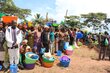 Thousands of displaced people waiting for their turn at the WFP distribution. Photo: WFP/Jacques David