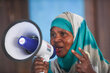 Duniya Hashgen, 58, residence of Danan kebele, speaking during an early warning advocacy meeting in Somali Region of Ethiopia as part of an integrated early warning program 