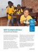 Cover of the “WFP Guinea-Bissau 2024 Annual Review,” showing schoolchildren in yellow uniforms seated at a table with a meal. The design includes the WFP logo and introductory text summarizing the report’s key themes on food security and resilience.