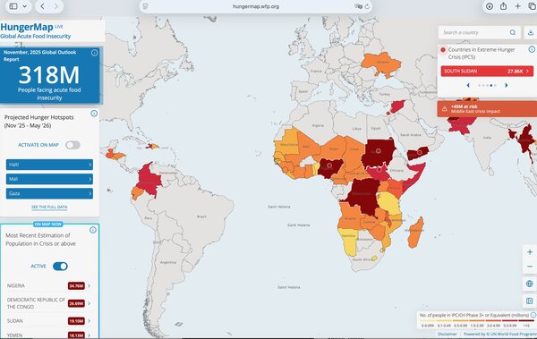 WFP HungerMap Live platform provides AI-assisted food security forecasting across 50+ countries