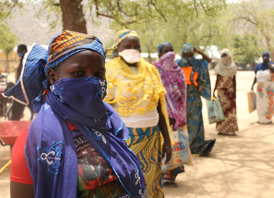 A line of beneficiaries in Cameroon