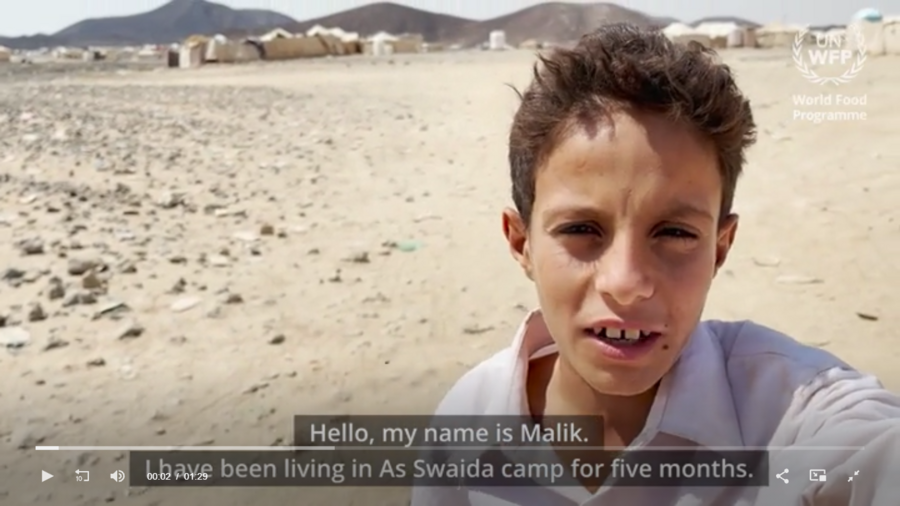 Malik in still from video. Photo: WFP