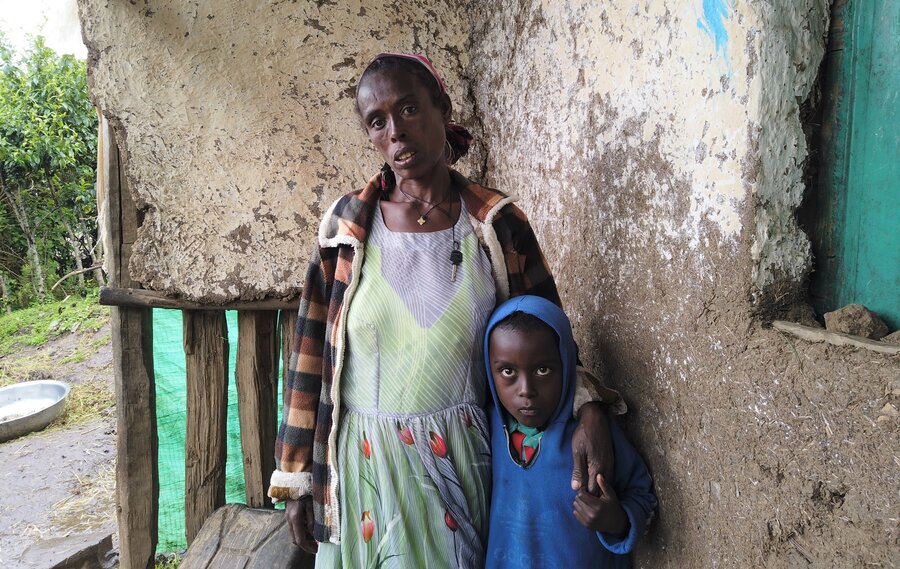 Wubit Haile is struggling to come to terms with what her new life looks like after she fled from her home in Amhara to seek shelter with a relative. Photo: WFP/Gemma Snowdon 