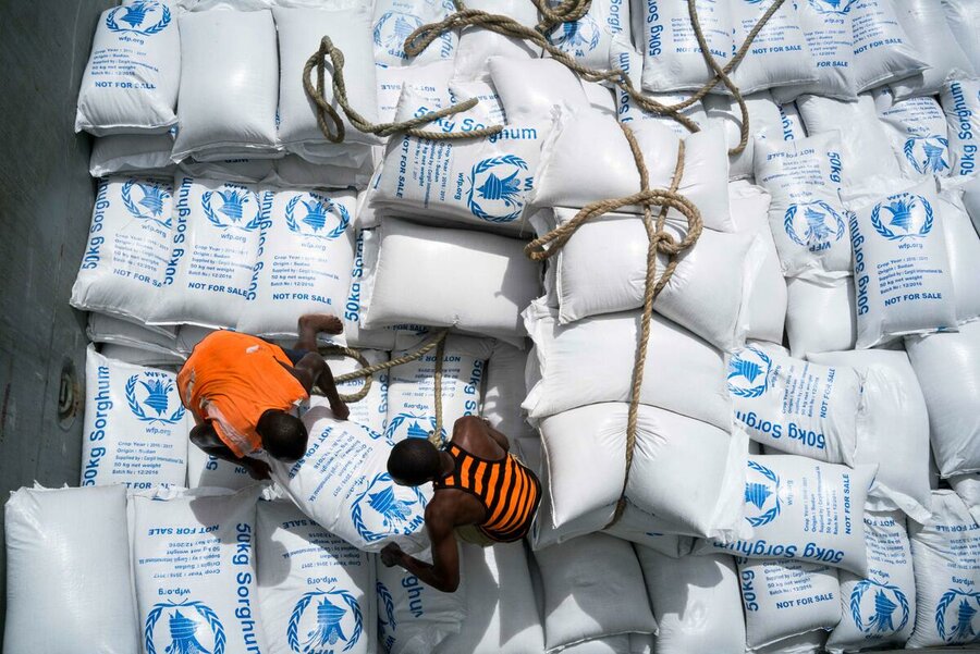 Rice being unloaded in Port of Mombasa