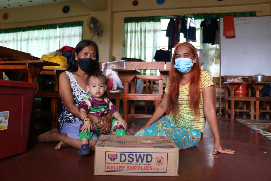 family receiving food pack