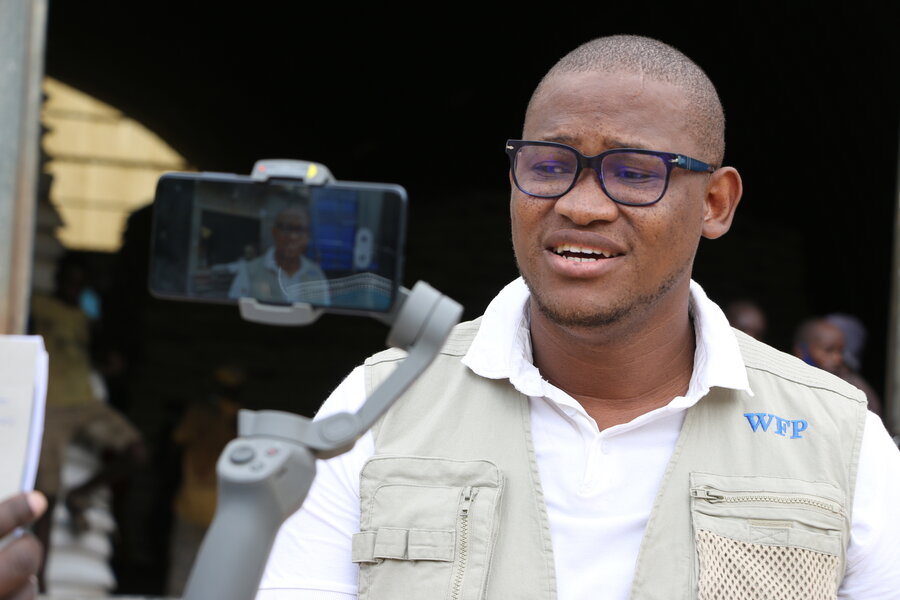 Man speaking in front of camera