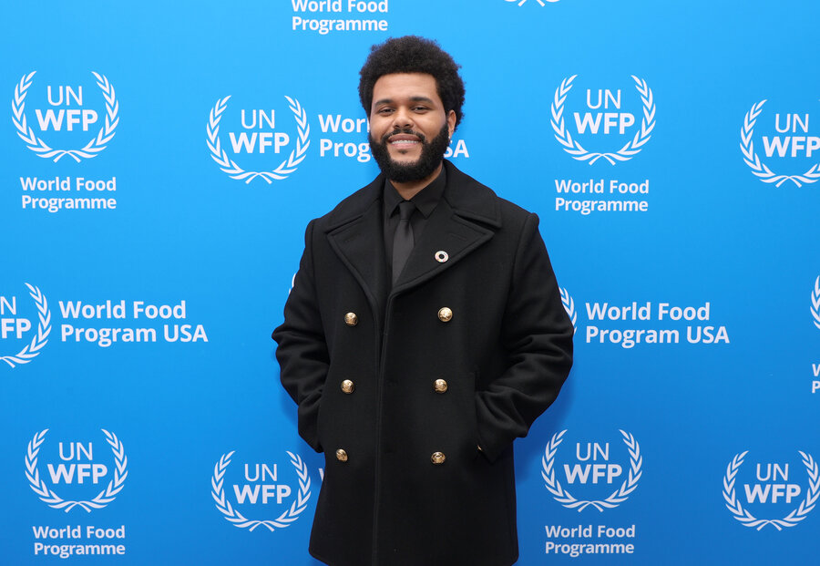 The Weeknd during his announcement as WFP Goodwill Ambassador