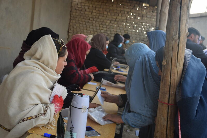 A distribution point in Mazar-i-Sharif in March