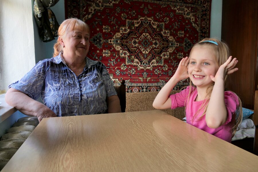 Host Vera with the daughter of her Ukrainian guests