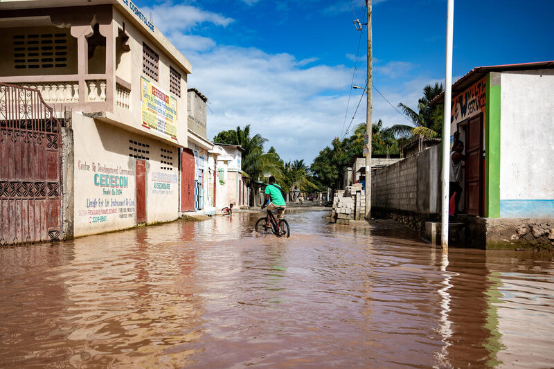 Flooded streets in Cap Haitien in January 2022. Photo: WFP/Theresa Piorr