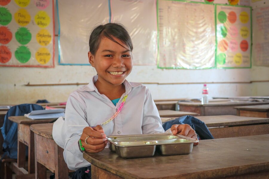 Reaksmey says she studies hard at school so that she can become a teacher one day. Photo: WFP/Monalisa Khun