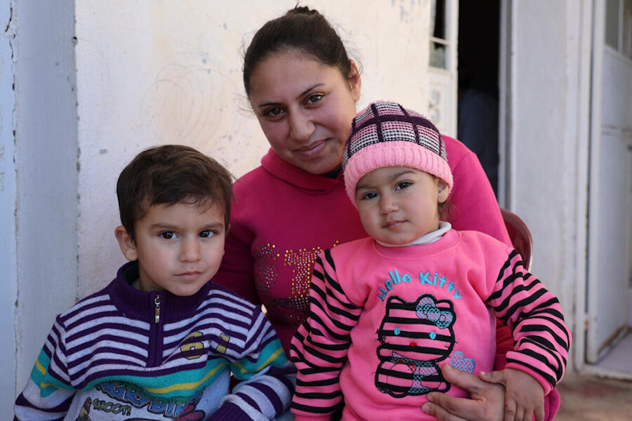 Muna with her son Dani and daughter Dana at a WFP mobile clinic, Syria. Photo: WFP/Hussam Al Saleh