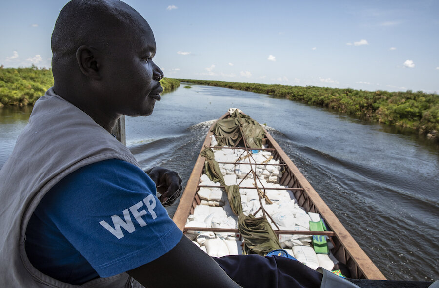 WFP staffer on narrow boat