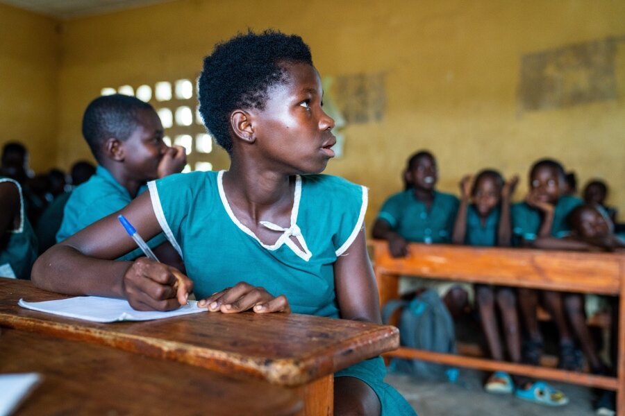 Fatmata's daughter Mariama at Dar es Salaam school. Photo: WFP/Michael Duff