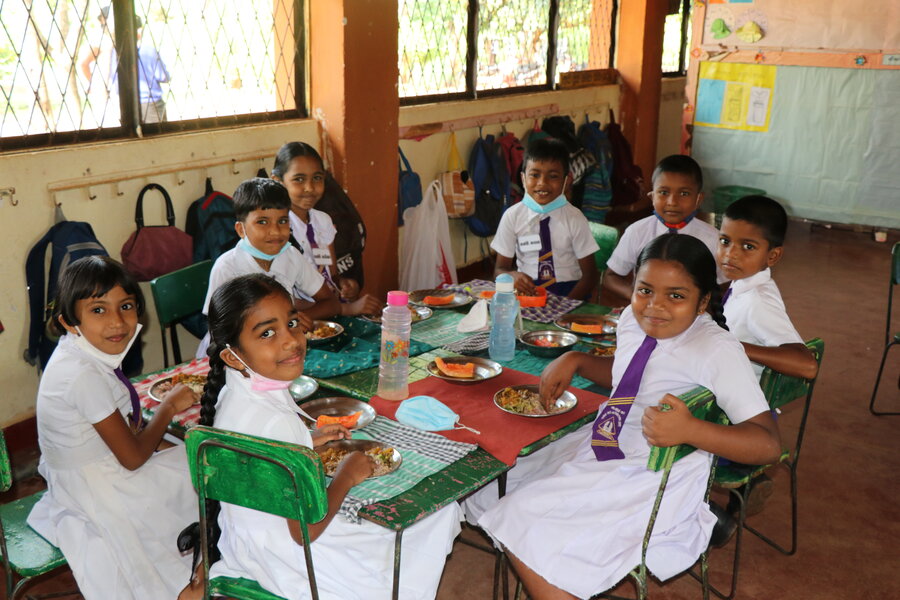 School children in Sri Lanka have school meals