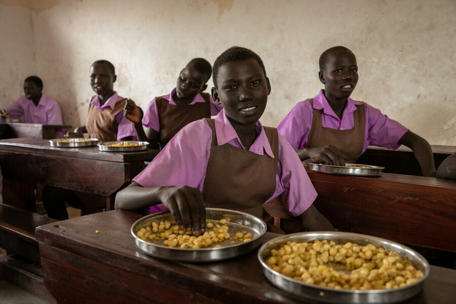 Students having a meal in Torit school, South Sudan