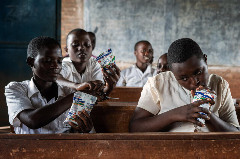 Florence and her classmates in school