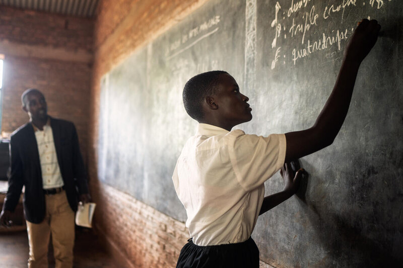 Florence at the blackboard in school