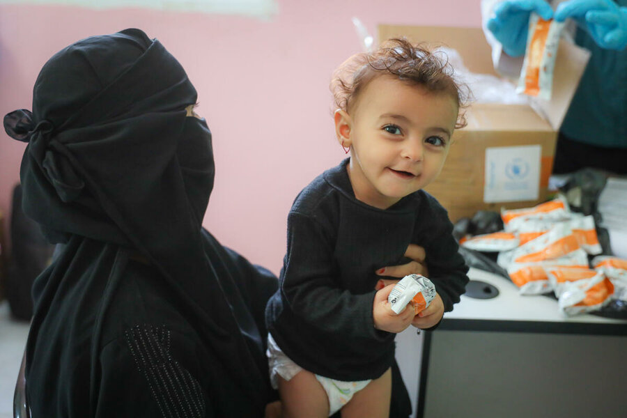 Now recovered, Bassma is now learning to walk. Photo: WFP/Al Baraa Mansoor