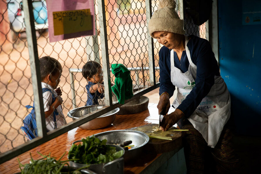 Leach Panh is one of two cooks at Bos Thom. Photo: WFP/Samantha Reindeers