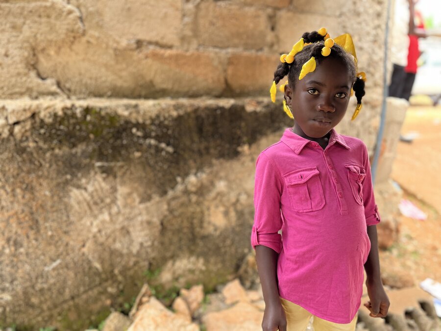 A girl in a cash assistance point near Les Cayes in Haiti
