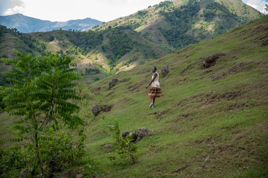 In Haiti, mother-of-three Rose participated in a WFP asset-creation project to reduce landslides and conserve soil. Photo: WFP/Theresa Piorr