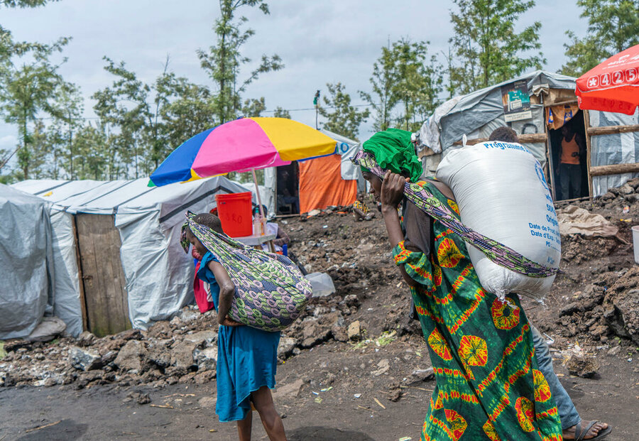 A displaced family in eastern DRC, where 3.6 million people face emergency hunger conditions. Photo: WFP/Ben & Michael