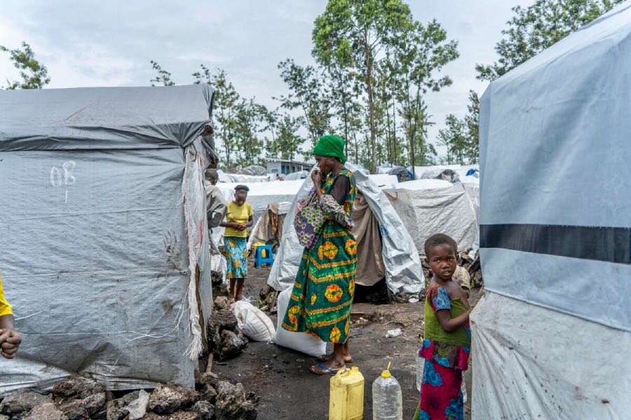 An IDP camp in DRC's North Kivu region. Ongoing unrest has displaced millions of people over the years and driven up hunger. Photo: WFP/Michael Castofas